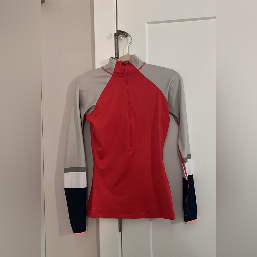 Nike Pro Dri-Fit Half Zip Jacket • Size Small • coral/Grey Colorblock